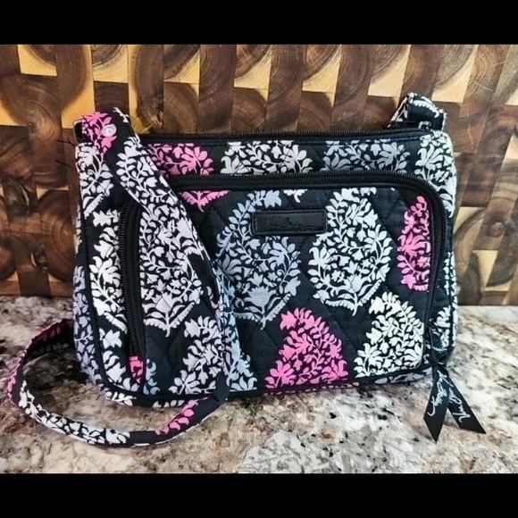 Vera Bradley Black and Pink Crossbody Bag - Picture 1 of 6